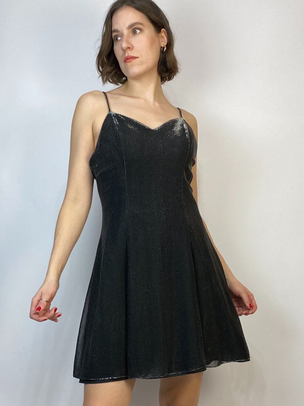 Vintage 1980s SILVER Metallic Open Back Dress! Medium - Picture 3 of 7